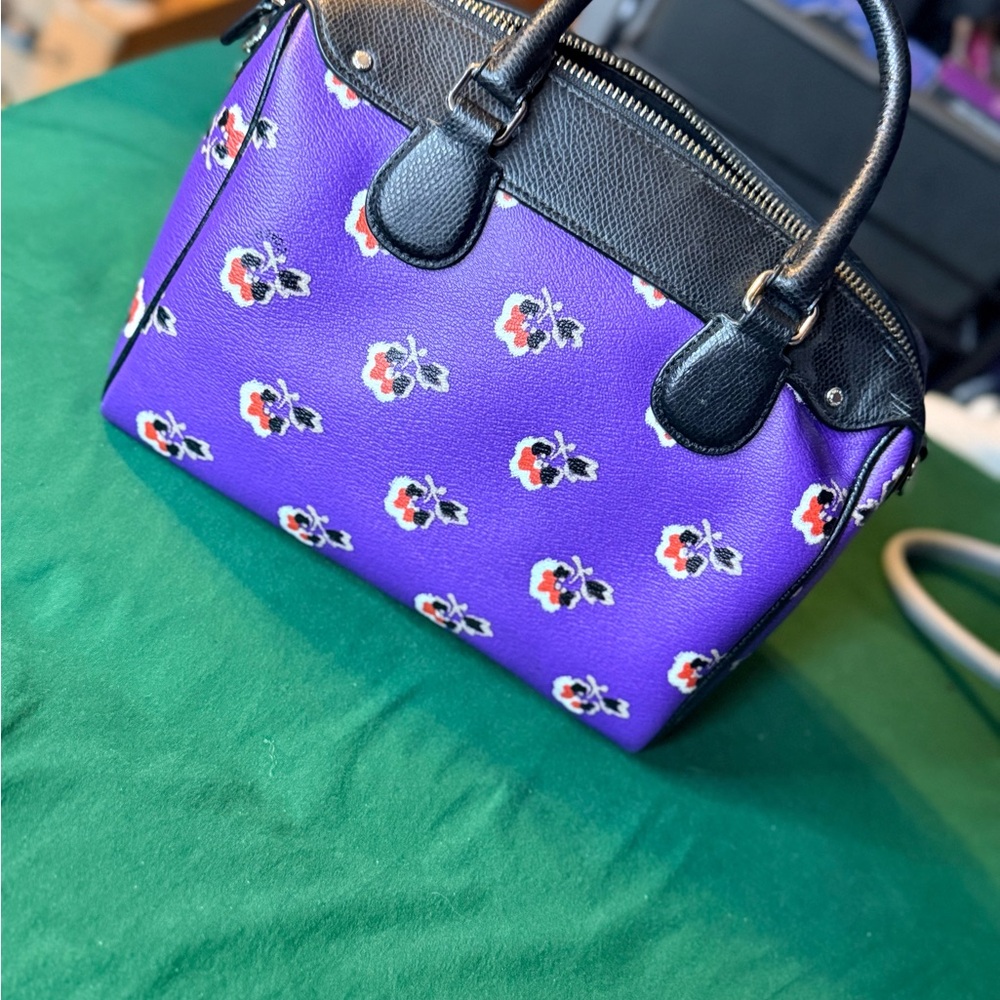 Coach Black and Purple Floral Satchel - Picture 2 of 3